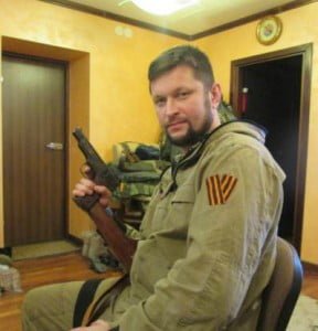 Russian MP Denis Ahromkin in eastern Ukraine, Photo Credit: Stop Terror