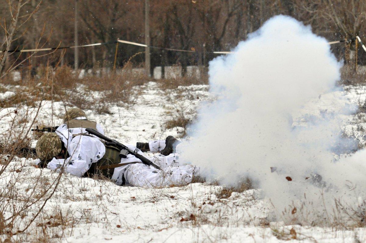 Ukrainian military positions in Donbas frontline region during renewed ceasefire violations and rising tensions in 2021