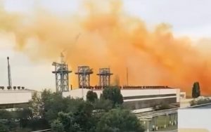 Brown smoke rose over Rivne Azot plant
