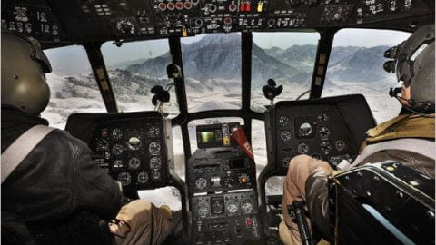 Mi-17 military transport helicopter in flight representing potential US transfer to Ukraine amid rising tensions with Russia