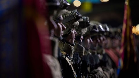 Ukrainian soldiers positioned near frontline in Donbas amid rising tensions and failed ceasefire talks as Russia builds up troops along the border