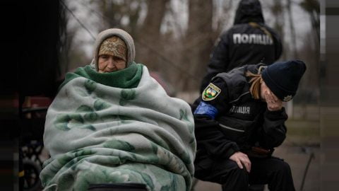 Bucha and Irpin war aftermath scenes with destroyed streets and memorials as Ukraine grapples with reality after Russian occupation.