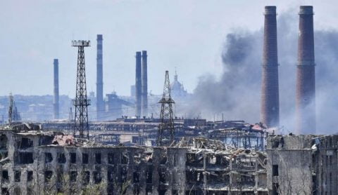 Civilians sheltering underground at Azovstal steel plant surrounded by destruction and siege conditions during the Russia‑Ukraine war.
