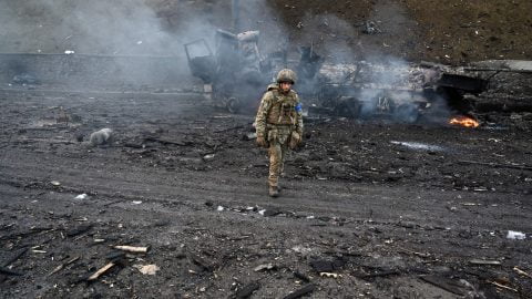 Concept illustration of media messaging and government communication strategy during wartime in Ukraine
