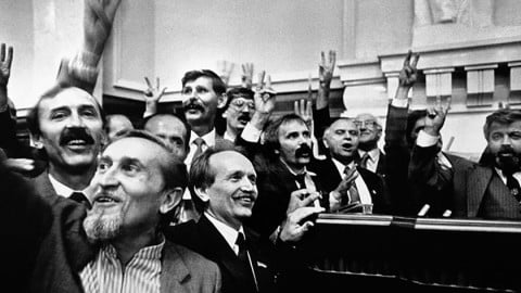 Historic 1991 Ukraine independence referendum crowds voting to confirm sovereignty across regions including Crimea and Donbas