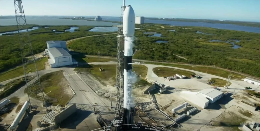 SpaceX rocket lifting off with the Ukrainian nanosatellite payload, symbolizing Ukraine’s breakthrough in space technology and global innovation.