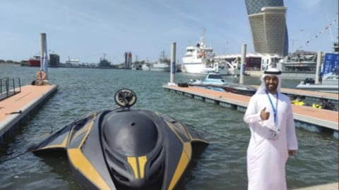 The Kronos stealth submarine prototype revealed by Highland Systems at a UAE defense expo, positioned as a potential naval platform for Black Sea missions