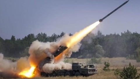 Vilkha‑M multiple launch rocket system firing long‑range guided rockets with a bigger warhead and greater reach compared with HIMARS‑supplied munitions. :contentReference[oaicite:2]{index=2}
