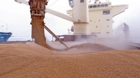Cargo ship loaded with Ukrainian grain leaving Black Sea port through maritime export corridor
