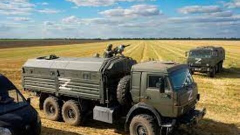 Map and visuals showing Russian pre‑invasion plans to capture Ukrainian grain fields and disrupt food supplies ahead of the full‑scale 2022 war.