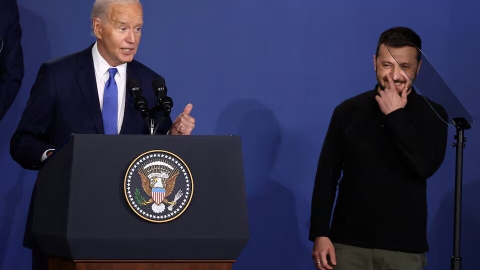 President Joe Biden addresses media on Ukraine support policy, saying US weapons won’t be used to strike Moscow or the Kremlin.