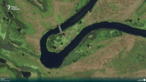 The Russians have constructed a second pontoon crossing over the Seym River in the Kursk region. SATELLITE PHOTOS