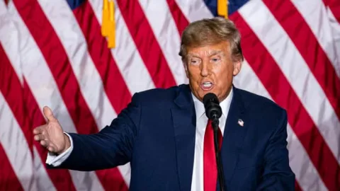 Donald Trump speaking in a Time interview about Crimea remaining with Russia and Ukraine’s NATO membership — major geopolitical controversy.