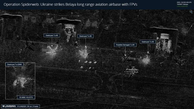 At least four Russian aircraft have been damaged at the “Belaya” airbase. SATELLITE IMAGE