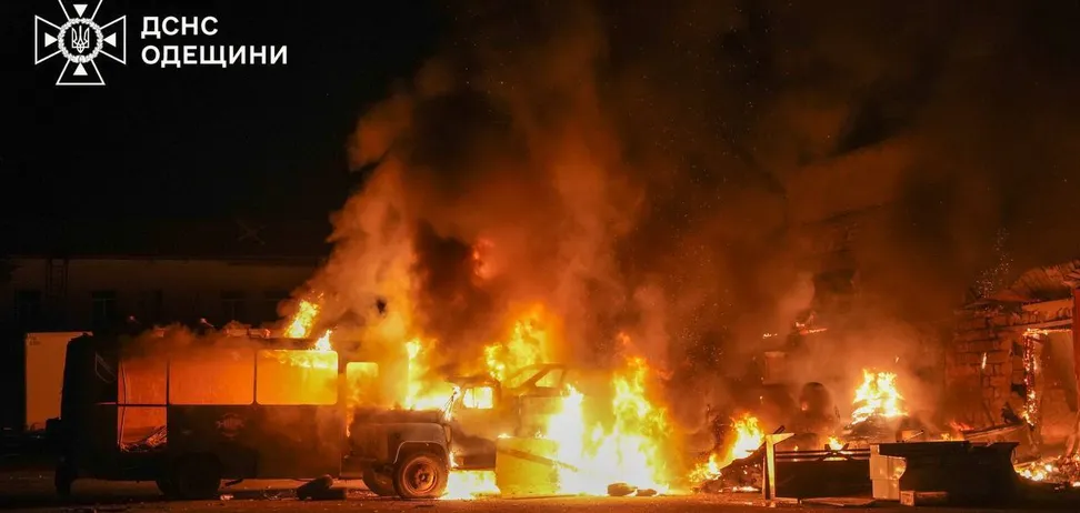 Russian Air Strike Ignites Tragedy in Odesa: Flames Consume the Heart of the City