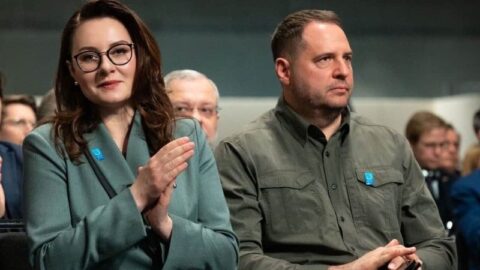 Yuliia Svyrydenko stands at the podium after being introduced as the likely next prime minister ahead of Ukraine’s July 17 Cabinet reshuffle.:contentReference[oaicite:3]{index=3}
