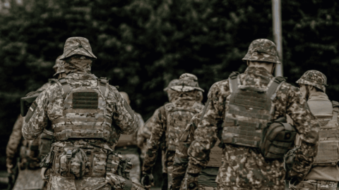 Russian troops and drones advancing Ukraine war 2025 concept illustration