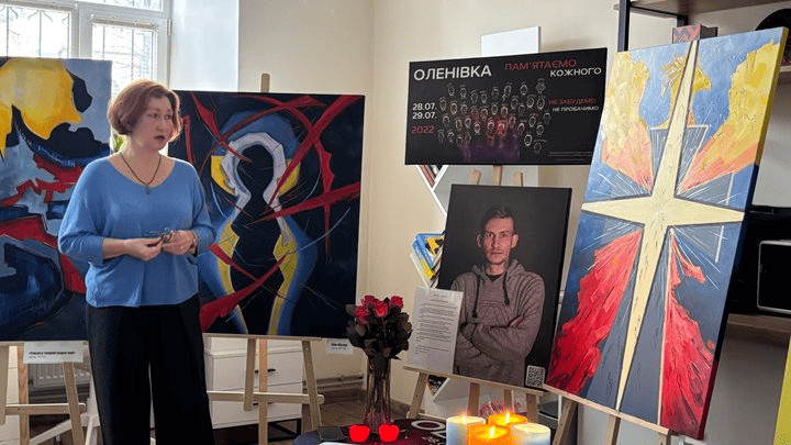 On Ukraine’s Armed Forces Day, Kolomyia Opens Exhibition of Paintings by Mother of Fallen Azov Soldier