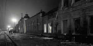 Damaged railway infrastructure in Dnipropetrovsk region after Russian strike