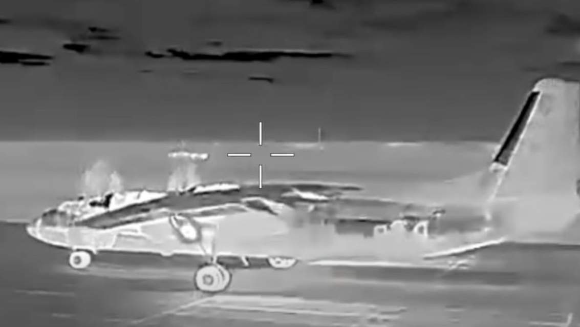 Ukrainian Drone Strikes Russian An-26 Aircraft in Crimea
