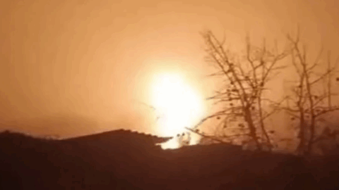 Smoke and fire at fuel depot in Russia after drone strike December 2025