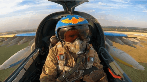 Ukrainian Air Force Su-27 fighter jet over Zaporizhzhia during combat mission