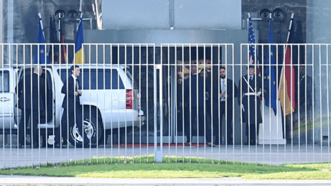 Ukrainian and U.S. delegations during talks in Berlin