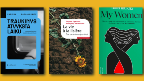 Cover collage of Ukrainian books being translated for publication in Lithuania, France, and Britain celebrating cultural exchange in Europe