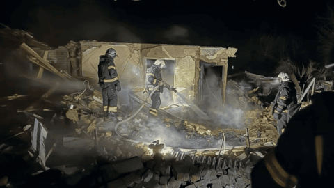 Damaged residential area in Bohodukhiv after a Russian drone attack that killed a woman and her 10‑year‑old son in Kharkiv region.