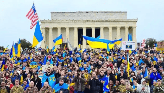 Rally in Support of Ukraine Near the Lincoln Memorial in Washington