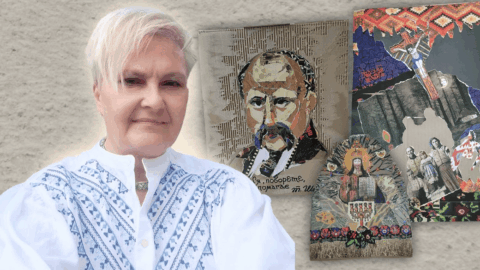 Detailed Ukrainian Vyryvanka artwork created by a Zhytomyr artist using the traditional torn paper technique.