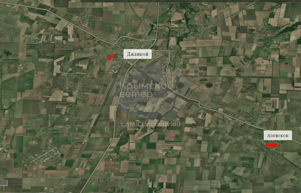 Satellite-detected fires in occupied Crimea near Dzhankoi and Kerch Strait following nighttime explosions and suspected drone strikes