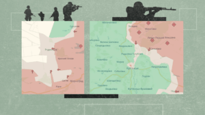 Map of Ukraine frontline showing Kupyansk and Rodynske directions with shifting positions and ongoing Russian offensive pressure