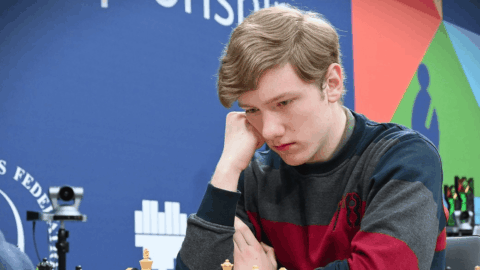 Young Ukrainian chess player competing at European Championship symbolizing breakthrough victory and historic non grandmaster title win