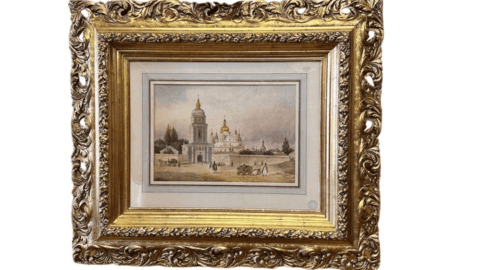 Watercolor by Taras Shevchenko depicting St Michael’s Golden-Domed Monastery in Kyiv, recently rediscovered and exhibited