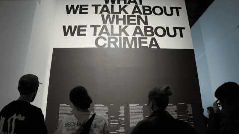 Art installation at Warsaw exhibition exploring Crimea identity, memory, and impact of war on culture