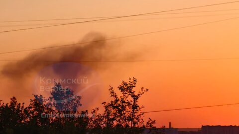 Smoke rises after explosions in Sevastopol in occupied Crimea during the Russia-Ukraine war