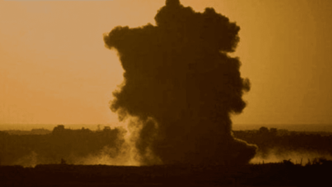 Fire and smoke rise over a Russian oil refinery targeted by Ukrainian long-range strikes during the war