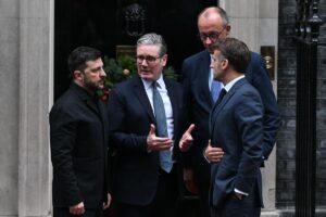 Zelenskyy at London meeting with UK officials discussing Ukraine support and defense cooperation