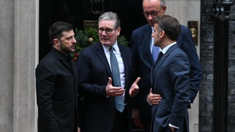 Zelenskyy at London meeting with UK officials discussing Ukraine support and defense cooperation