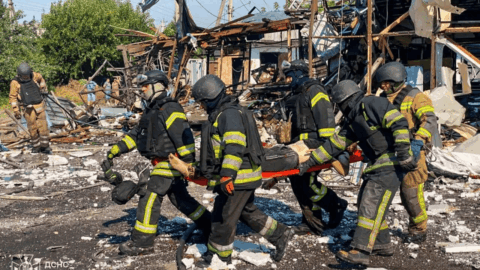 Aftermath of Russian missile strike on Pechenihy in Ukraine’s Kharkiv region