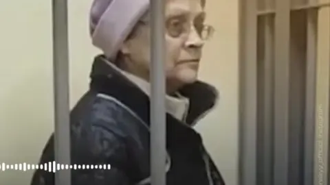 Svitlana Loi, 70, in a Moscow courtroom before a 15-year prison term for donations to Ukraine’s army