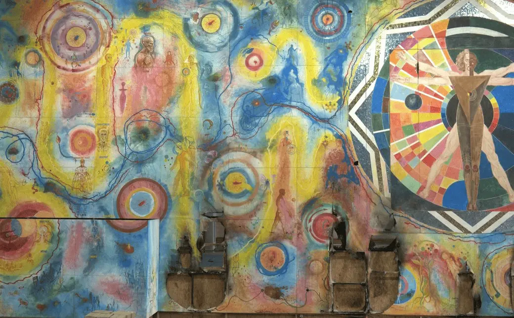 Fire damage to the “Cosmogony” painting in Lutsk, photo by Suspilne Lutsk