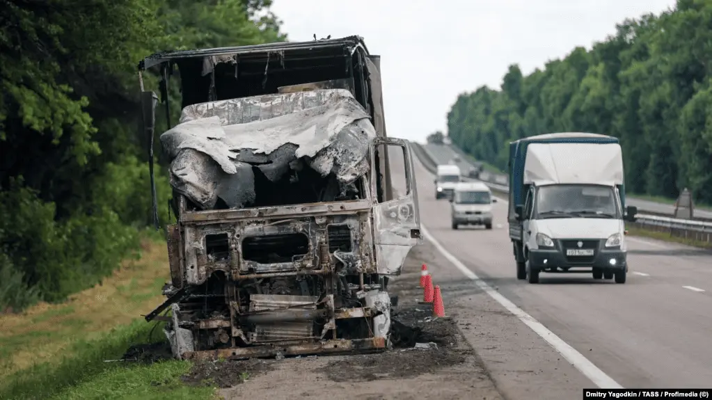 Trucks Bound for Crimea Go Up in Flames: Russian Businesses Lose Vehicles and Cargo Along the “Land Corridor”