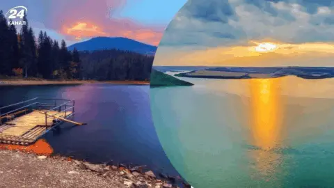Collage of scenic places to visit in Ukraine, including natural and historical attractions
